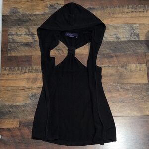 Miley Cyrus & Max Azria Black Hooded Vest Overlayer